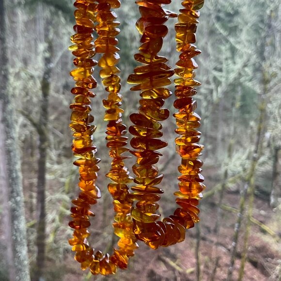 Vintage Genuine Baltic Amber Beaded Loop Necklace, Honey Butterscotch, Opera 22” - Picture 5 of 11